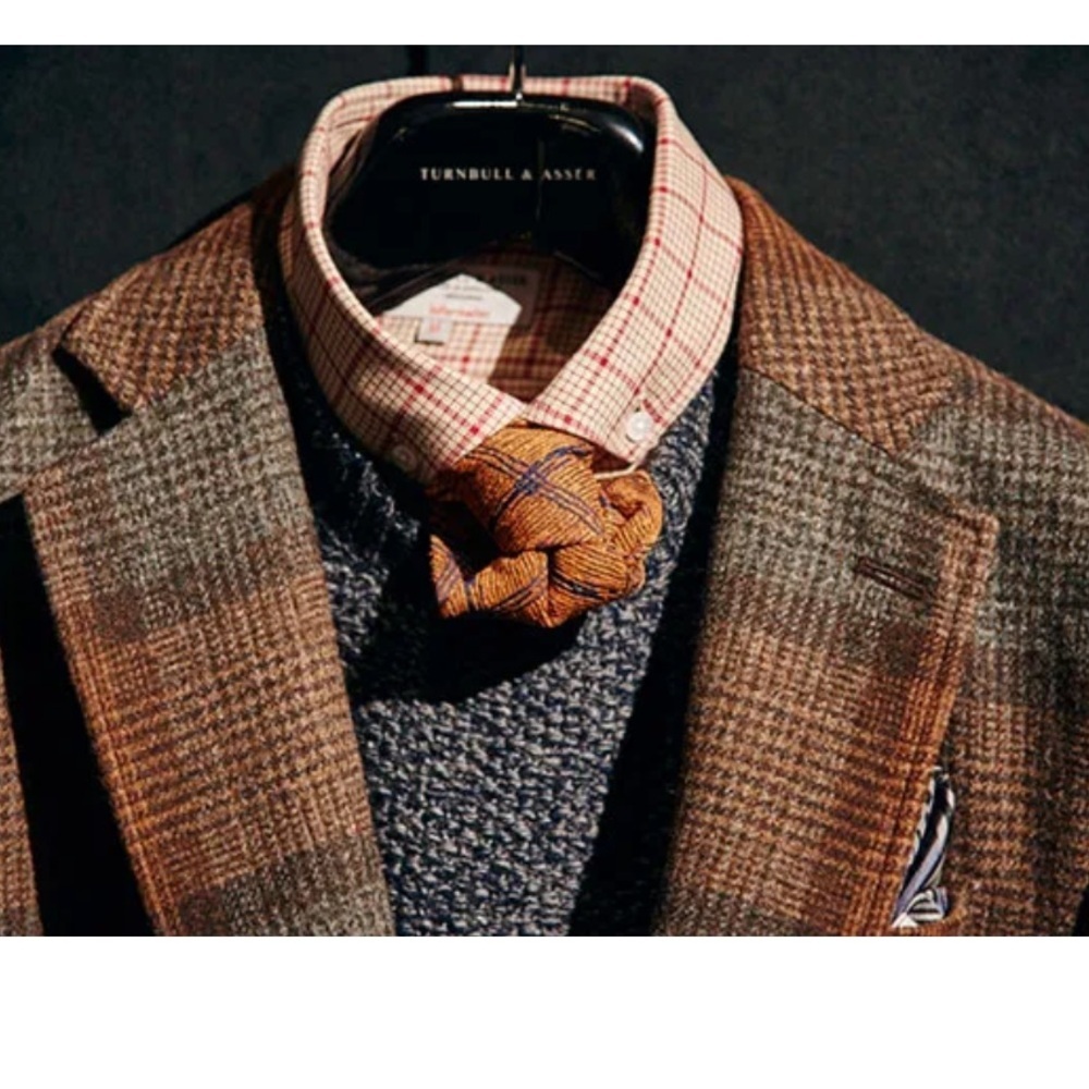 Turnbull & Asser Multi Brown Gingham Check Sport Jacket